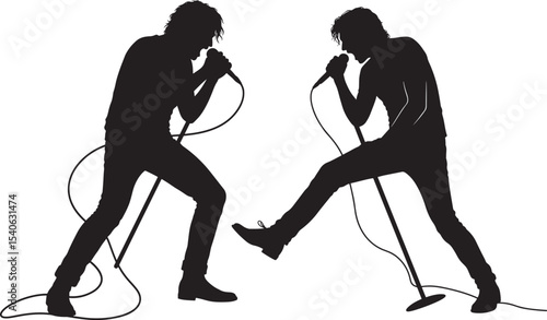 Music performer silhouette vector illustration
