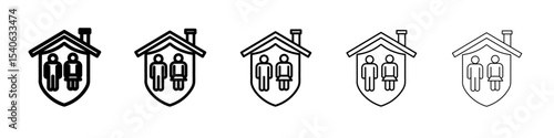 family safe at home icon Flat design on isolated background