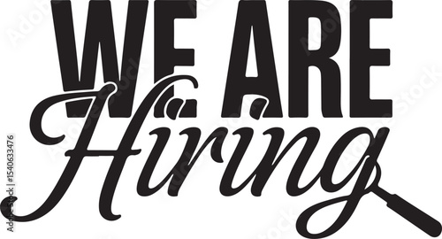 We are hiring now job search recruitment graphic