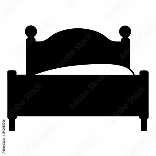 Elegant Bed Silhouette Bedroom Furniture Symbol for Sleep and Relaxation