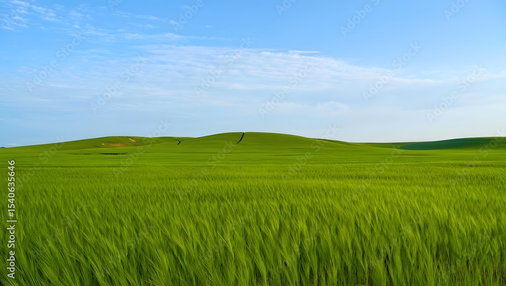 Open Green Grass Field with Realistic Texture and Clear Blue Sky in Natural Daylight Landscape Open Green Grass Field with Realistic Texture and Clear Blue Sky in Natural Daylight Landscape
