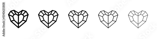 Heart shaped diamond icon Flat design on isolated background