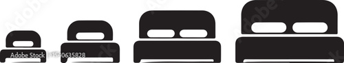 Four sizes of beds icon set black silhouette
