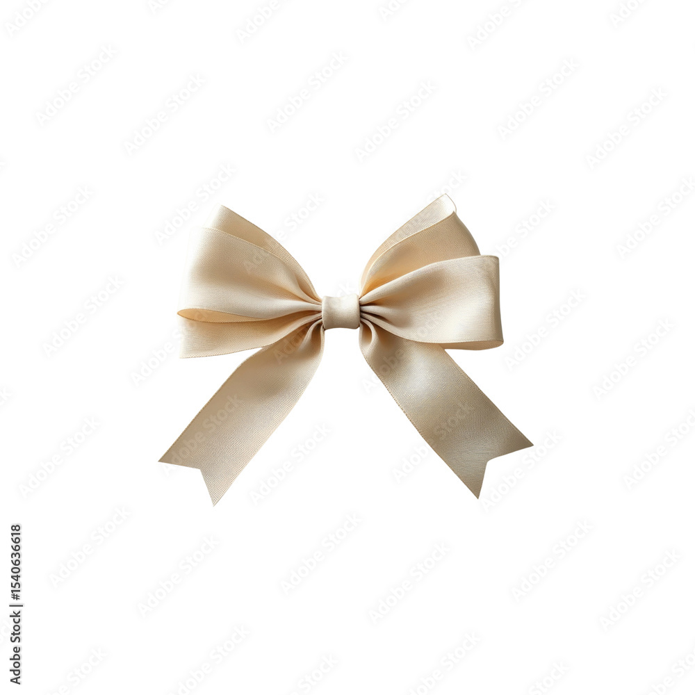 Elegant Beige Satin Ribbon Bow Isolated on Transparent Background Elegant Beige Satin Ribbon Bow Isolated on Transparent Background