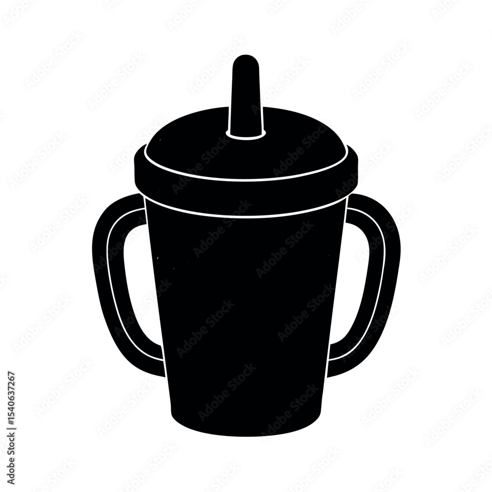 silhouette sippy cup on white background silhouette sippy cup on white background
