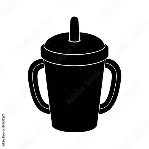 silhouette sippy cup on white background