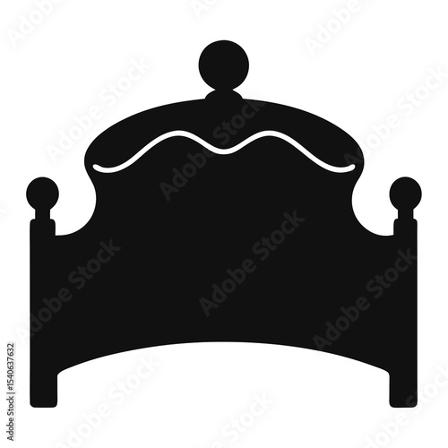 Silhouette of an antique bed headboard with decorative elements and round finials