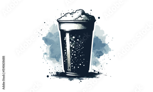 beer mug, free drink, watercolor mugs of beer