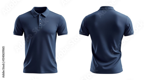 Navy blue polo shirt mockup front and back view