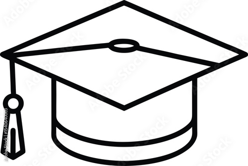 One continuous line drawing of a graduation hat. Concept of a student of a university college or school. Doodle vector illustration, cap and diploma,   education, learning vector illustration