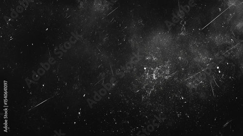 Dust and scratches covering black background texture with white noise