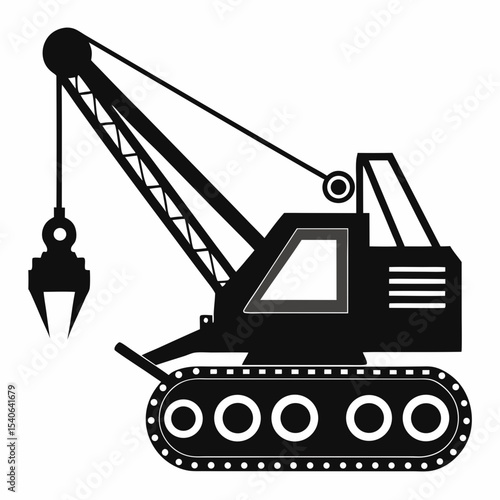 Simple black and white construction crane silhouette