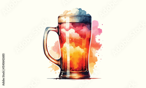 beer mug, free drink, watercolor mugs of beer
