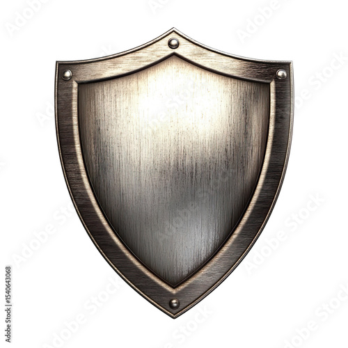 Blank Metallic shield isolated on transparent background