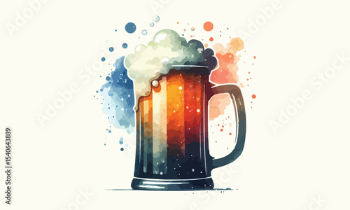 beer mug, free drink, watercolor mugs of beer