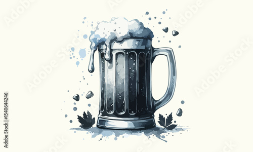 beer mug, free drink, watercolor mugs of beer