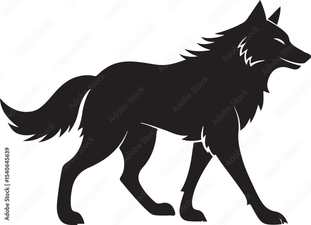 Fototapeta premium walking wolf silhouette black icon