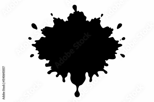 Black ink blot vector illustration with grunge paint splatter design element