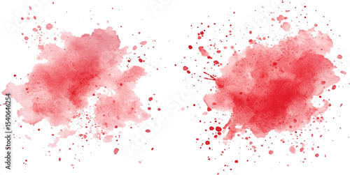 Red watercolor splash collection isolated on white background. Set of watercolor circles brash colorful watercolor on white background.