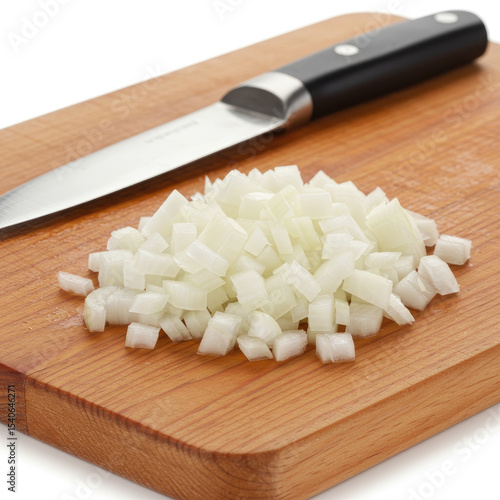 chopped onion on a cutting board