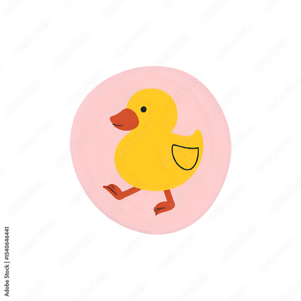 Fototapeta premium Charming Yellow Duckling on Pink: A Delightful Illustration