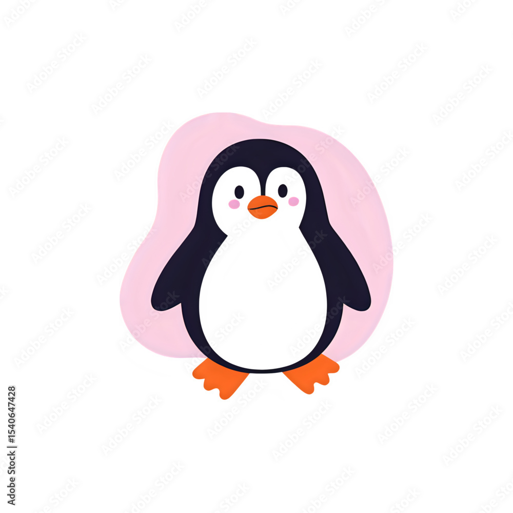 Fototapeta premium Cute Penguin Illustration: Perfect for Kids' Projects, Cards, and Designs