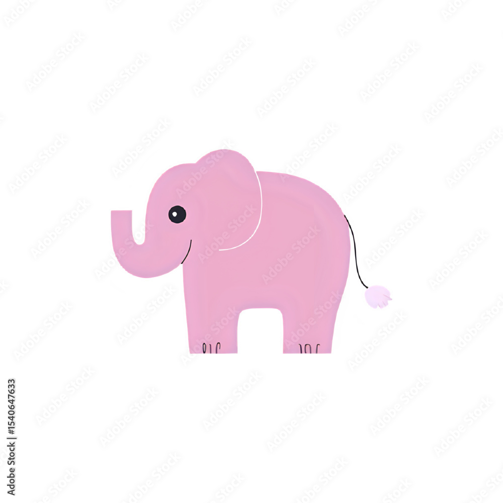 Fototapeta premium Pink Elephant Illustration: Cute Cartoon Animal Graphic
