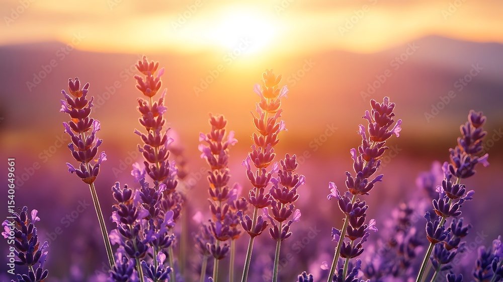Naklejka premium Lavender field at sunrise.