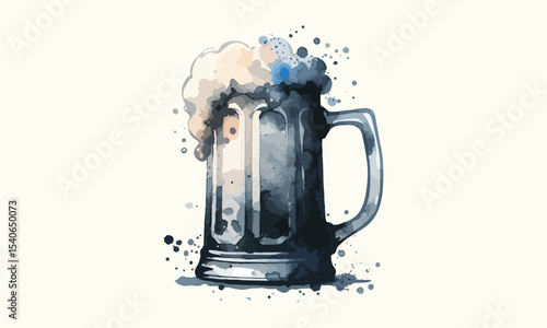 free drink, watercolor mugs of beer