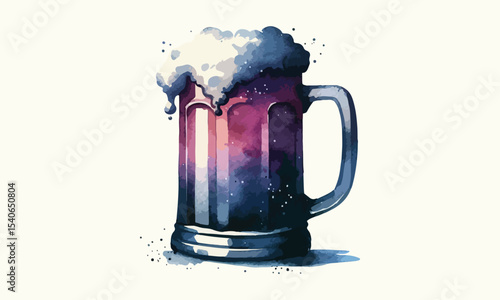 free drink, watercolor mugs of beer