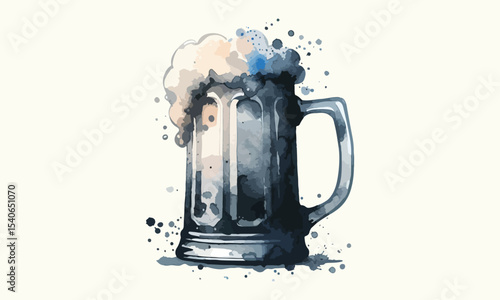 free drink, watercolor mugs of beer