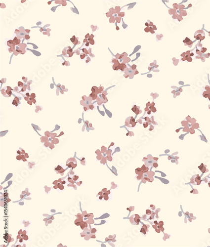 Ditsy floral seamless pattern. Small flower pattern background. Repeat pattern. Ditsy print. Ditsy style background for fashion,fabric, wrapping, decor. Flower pattern printing on surface. vector 