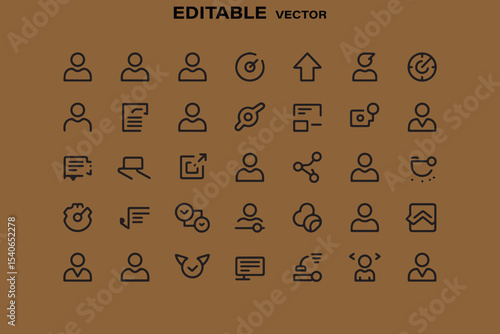 Collection of editable user interface icons for business and technology