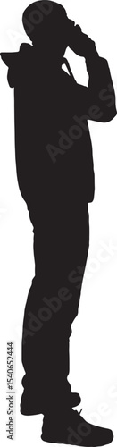Vector; silhouette of a side view of a man with a pensive expression