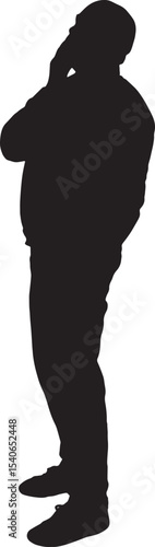 Vector; silhouette of a side view of a man with a pensive expression