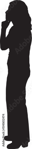 Vector; silhouette of a portrait of a woman with a pensive expression