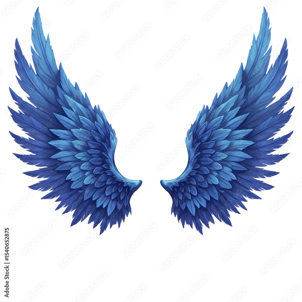Obraz premium A Pair of SapphireBlue Wings isolated on transparent baackground