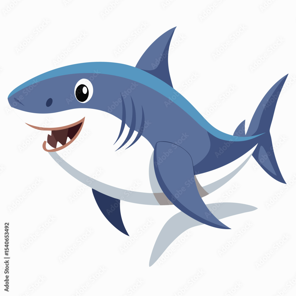 Fototapeta premium shark cartoon isolated on white