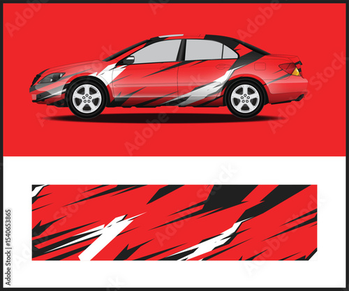 Red and Black Checkered Racing Car Wrap Design