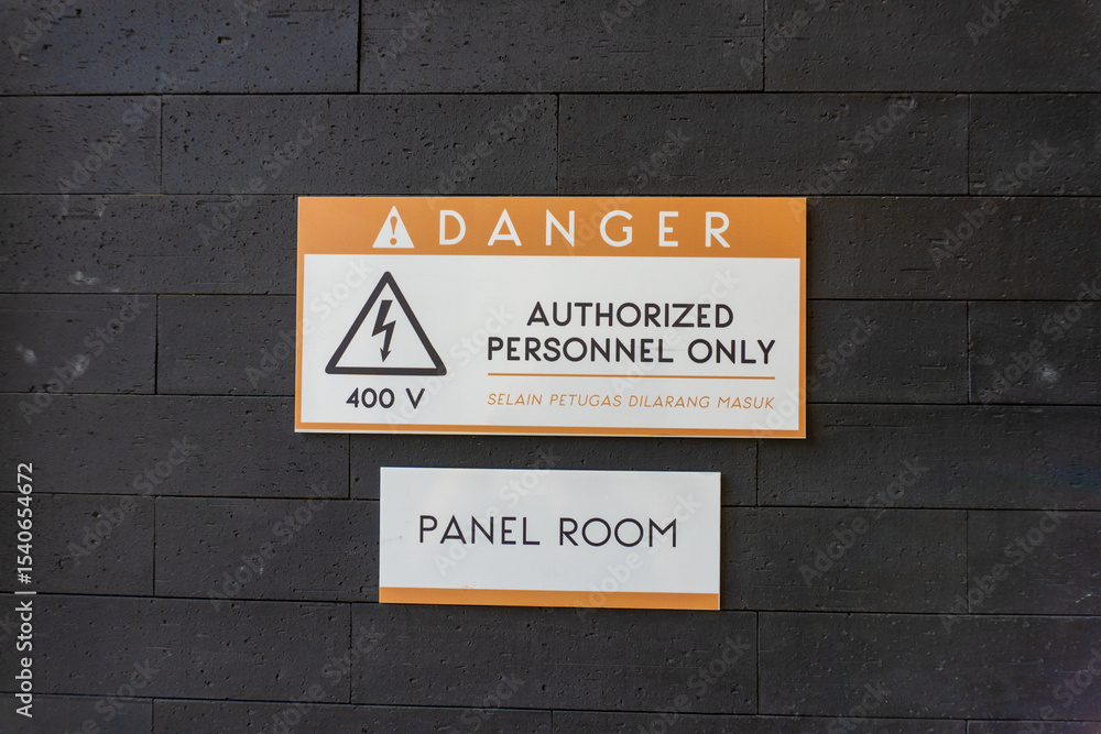Naklejka premium Warning Sign for Electrical Hazard Zone and Panel Room Access