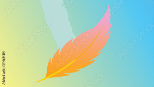 Gradient feather illustration against colorful background with transparency perfect for designs