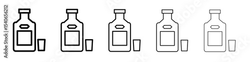 Tequila bottle and glass icon Flat design on isolated background