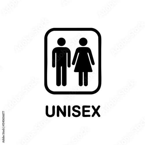 Unisex restroom symbol icon black and white