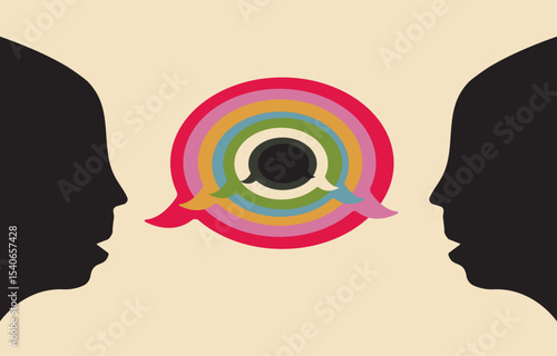 Chat within chat, two person silhouette illustration