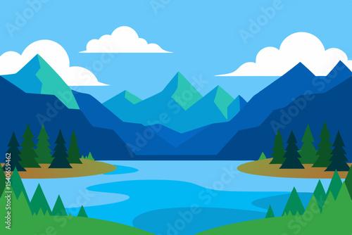 mountain landscape with lake