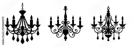 Elegant chandelier lighting fixtures decorative interior design elements silhouette