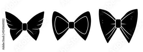 Elegant bow tie collection formal wear accessories fashion vector graphic silhouette