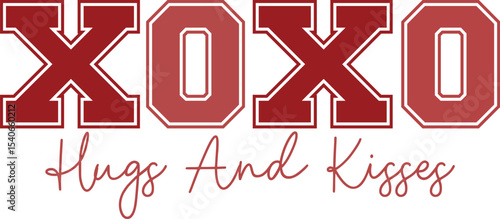 XOXO Hugs and Kisses Sweet Graphic Design for Valentine's Day