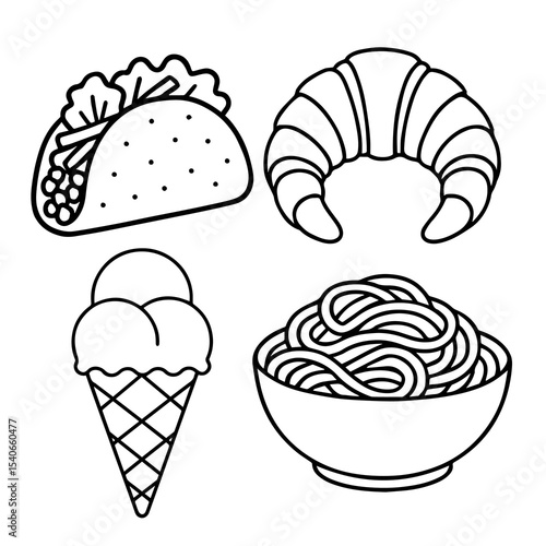 vector illustration of a set of foods and snacks
