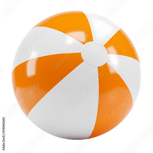 Orange and White Beach Ball A Classic Summer Toy isolated on transparent bacckground